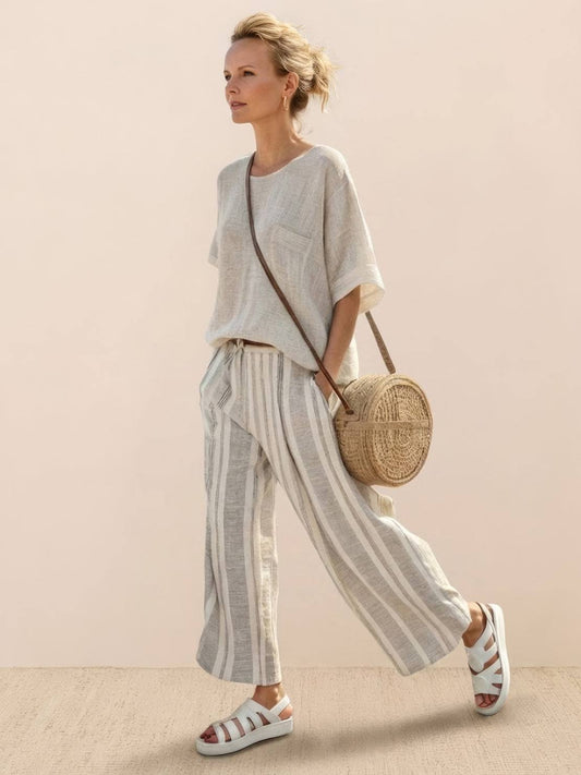 Alberta | Women's Wide-Leg Oversized Striped Summer Pants