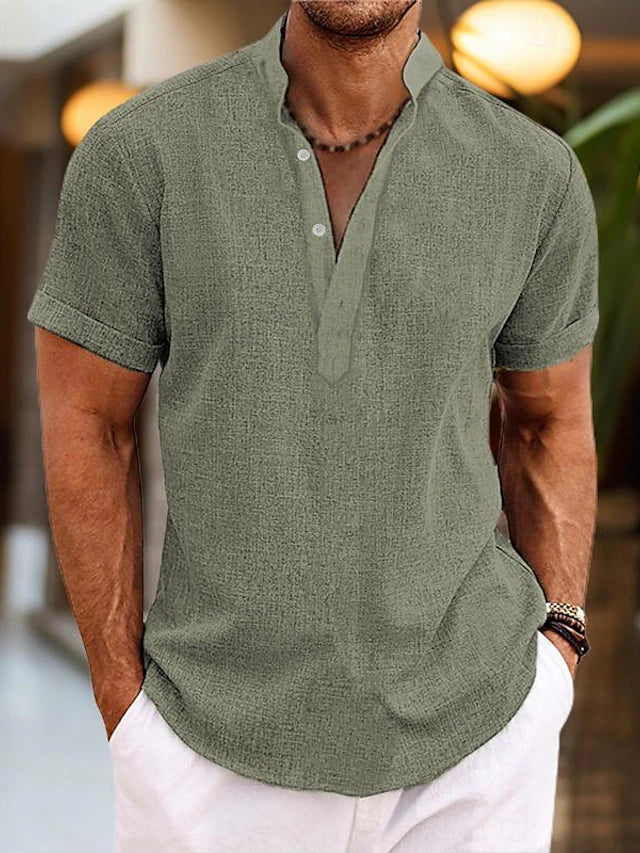 Donato | Men’s Summer Henley Short Sleeve Shirt