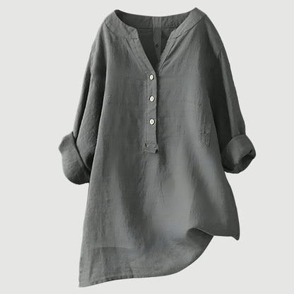 Alma Oversized V-Neck Women's Elegant Blouse