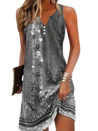 Theresa | Women's Freizeitkleid with Artistic Pattern and V-Neck