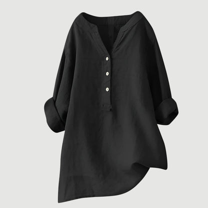 Alma Oversized V-Neck Women's Elegant Blouse