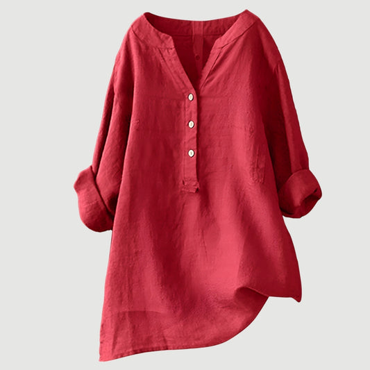 Alma Oversized V-Neck Women's Elegant Blouse