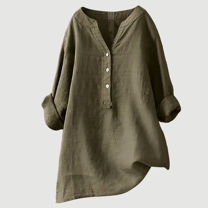 Alma Oversized V-Neck Women's Elegant Blouse