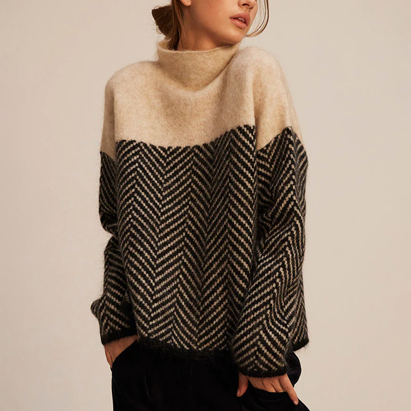 Michaela | Women's Relaxed Knit Sweater with High Collar