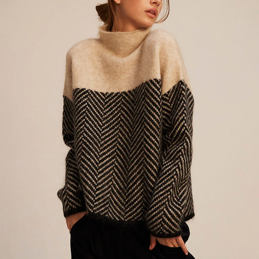 Michaela | Women's Relaxed Knit Sweater with High Collar