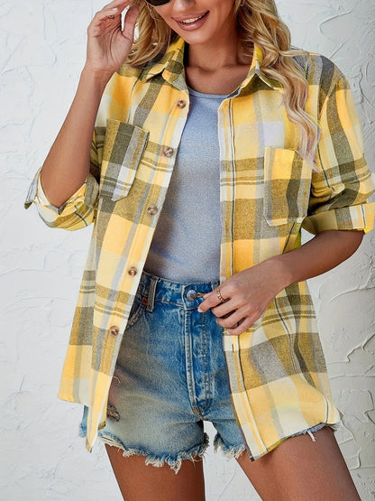 Harper | Pink Plaid Flannel Top