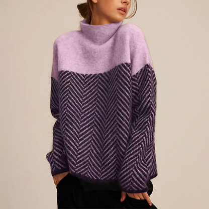 Michaela | Women's Relaxed Knit Sweater with High Collar