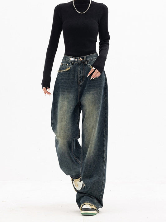 Nadine | Women's Wide-Leg Jeans in Washed Denim