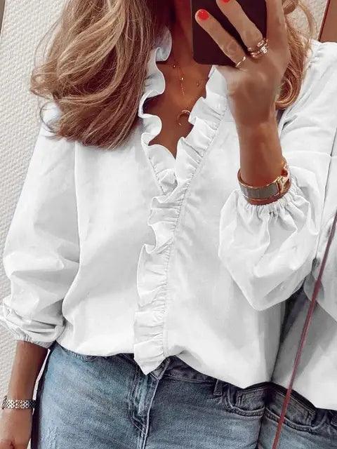 Petra | Women's V-Neck Relaxed Summer Blouse
