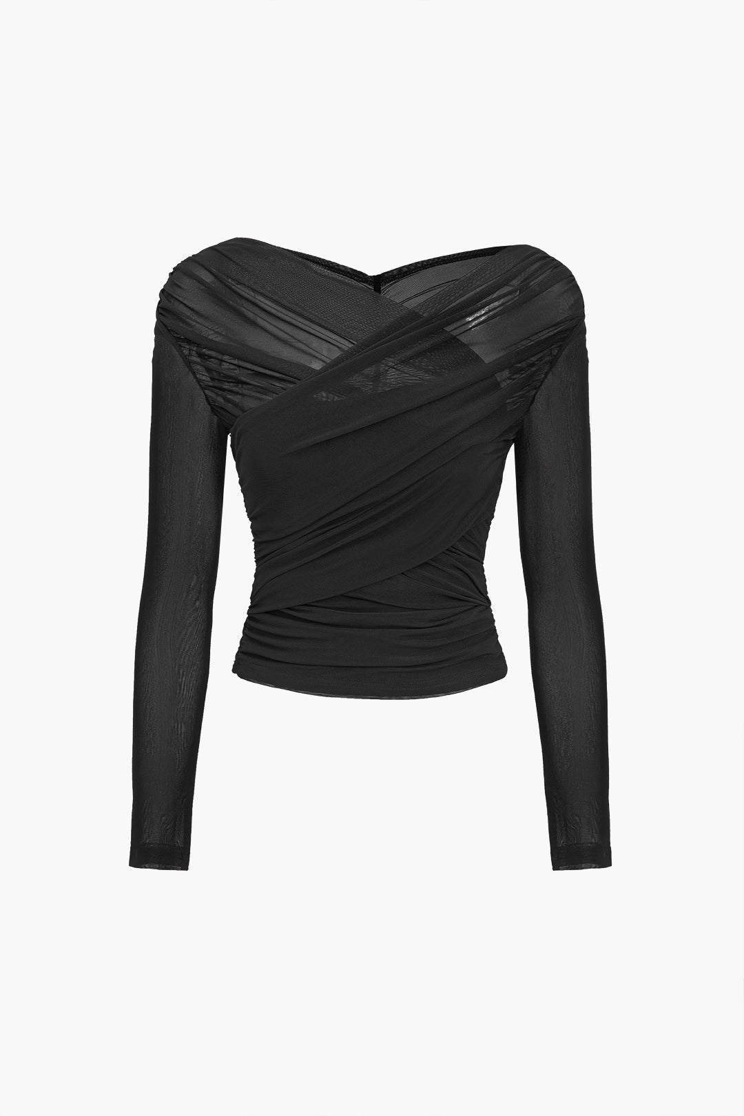 Suzanne | Women's Mesh-Top with Rüschen and langen Ärmeln
