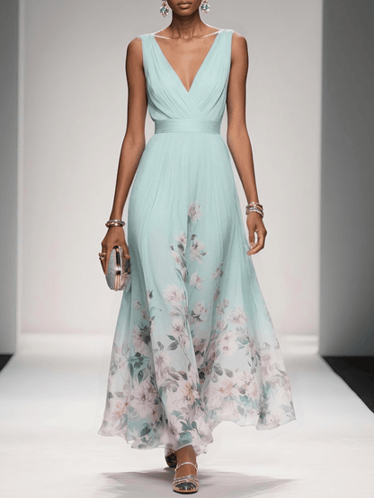 Carolin | Women's Floral Chiffon Summer Maxi Dress