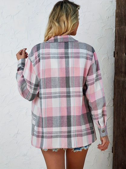 Harper | Pink Plaid Flannel Top