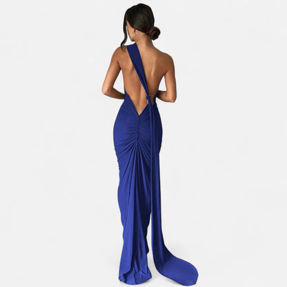 Lara | Women's Maxi Dress with One-Shoulder-Halter Neck