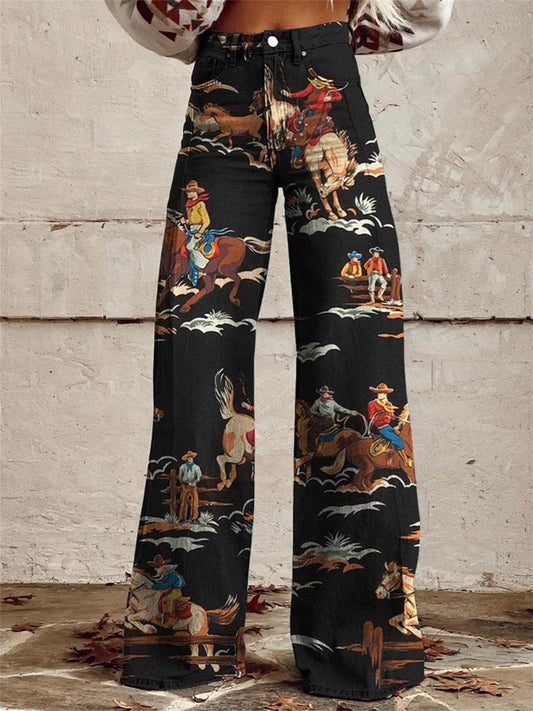 Aida | Women's Denim Wide-Leg High-Waist Pants