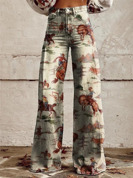 Aida | Women's Denim Wide-Leg High-Waist Pants
