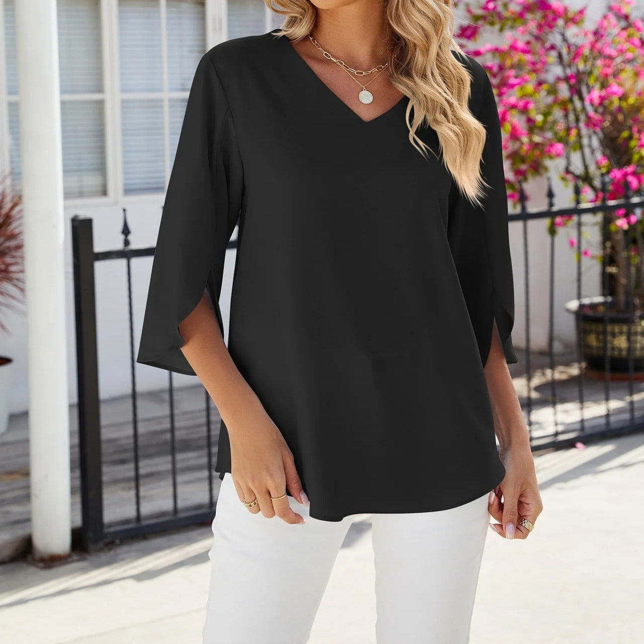 Lara | High-Waist Flared Women's Elegant Blouse