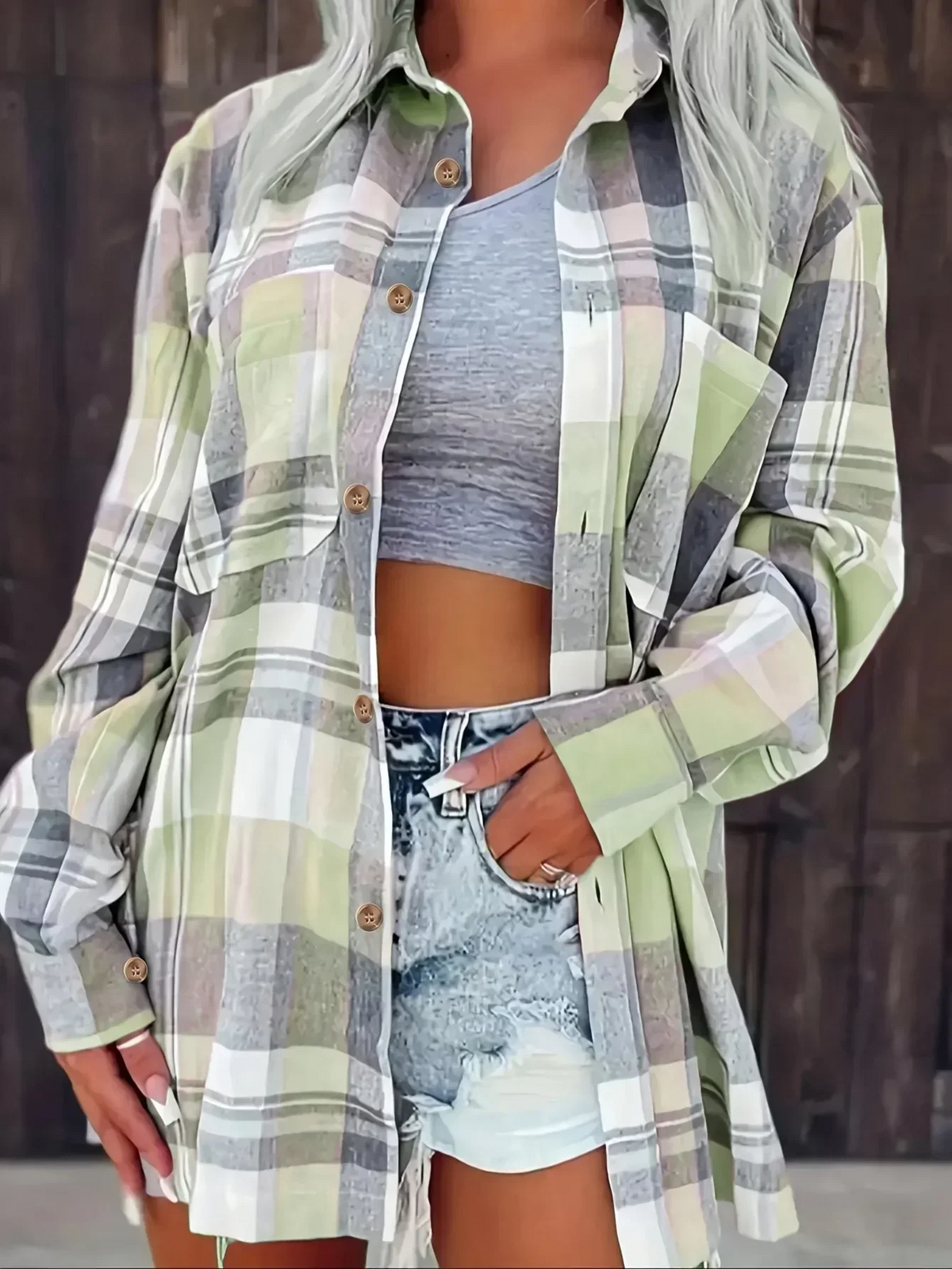 Harper | Pink Plaid Flannel Top