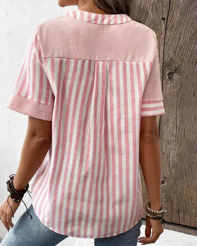 Odette | Soft striped blouse with timeless sophistication and all-day comfort