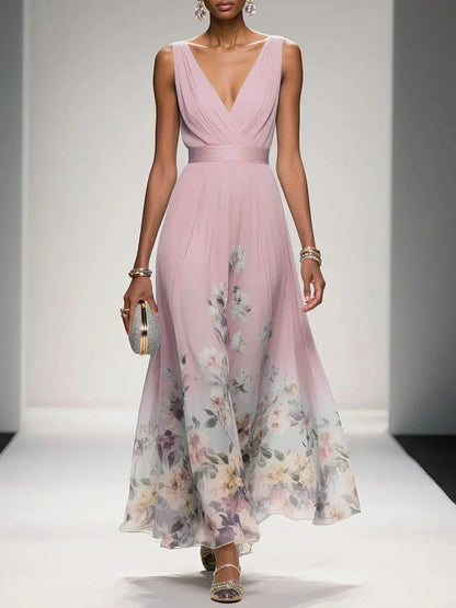 Carolin | Women's Floral Chiffon Summer Maxi Dress