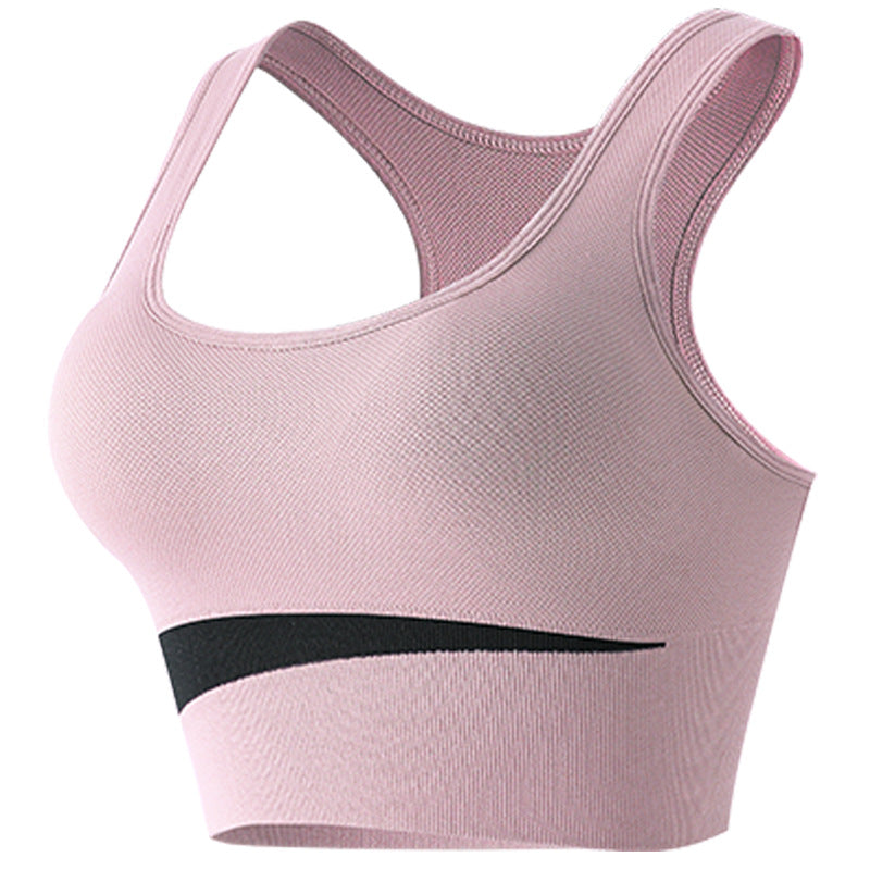 Contrast Color Beauty Back Exercise Underwear Women's Shockproof Without Steel Ring  Milanni Fashion Pink M 