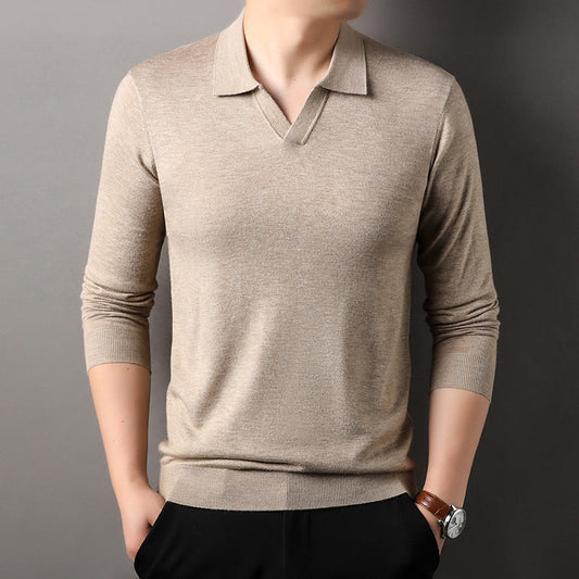 Alessandro | Men’s V-Neck Collar Long Sleeve Polo Shirt