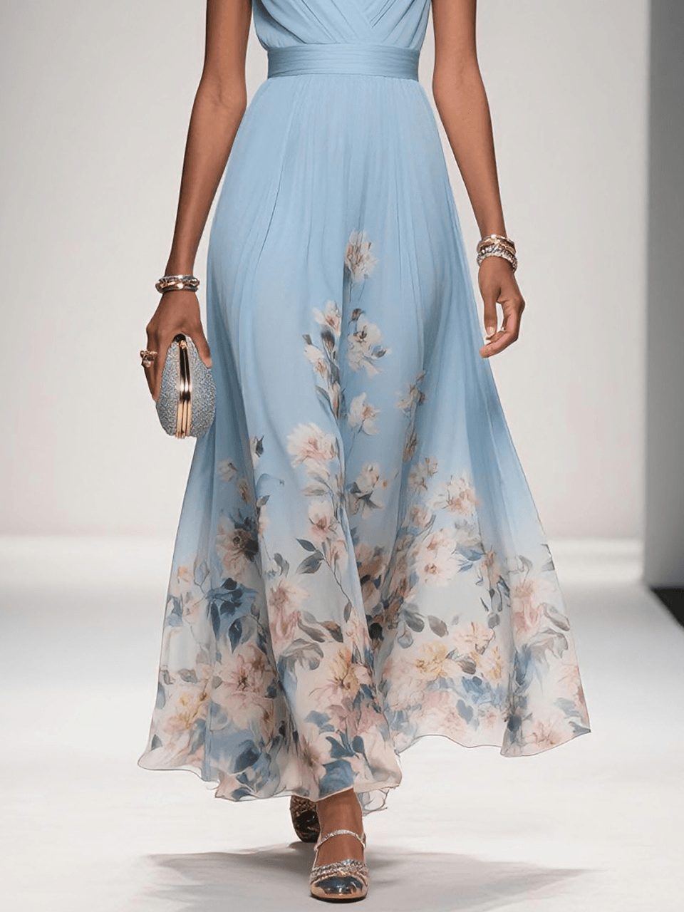 Carolin | Women's Floral Chiffon Summer Maxi Dress
