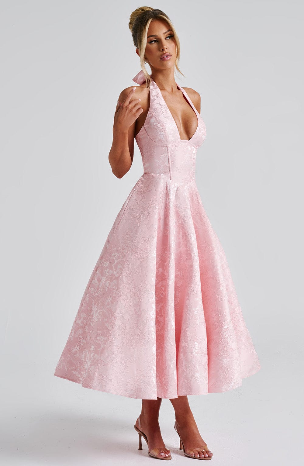 Kerstin | Women's Halter Midi Dress for Wedding Guests