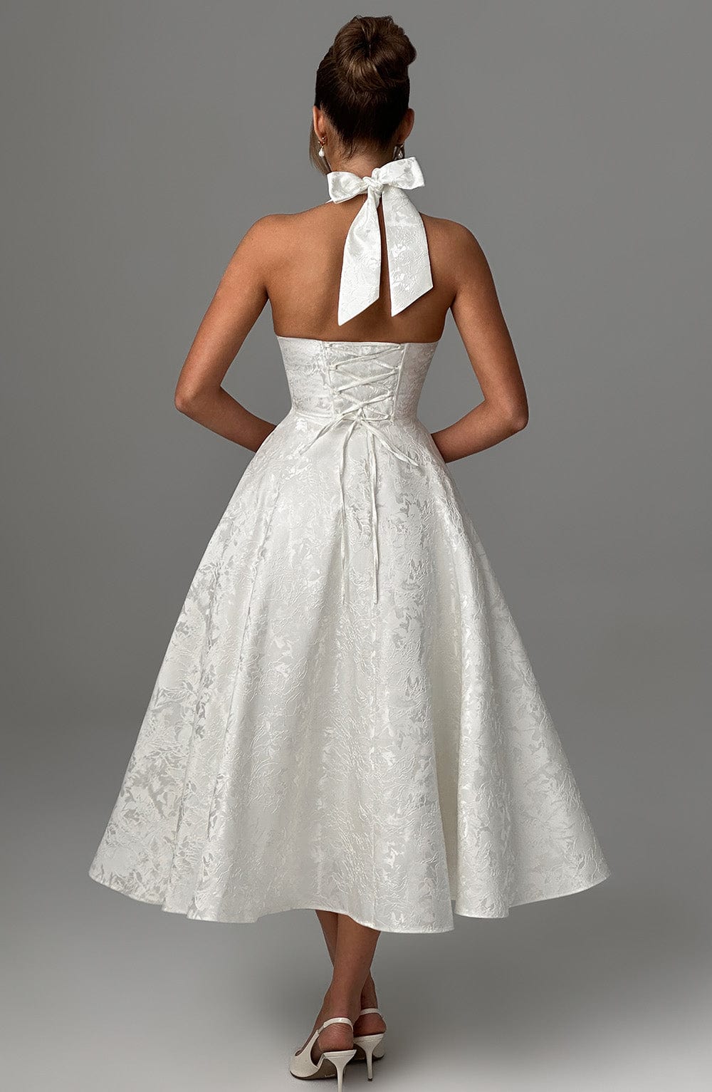 Kerstin | Women's Halter Midi Dress for Wedding Guests