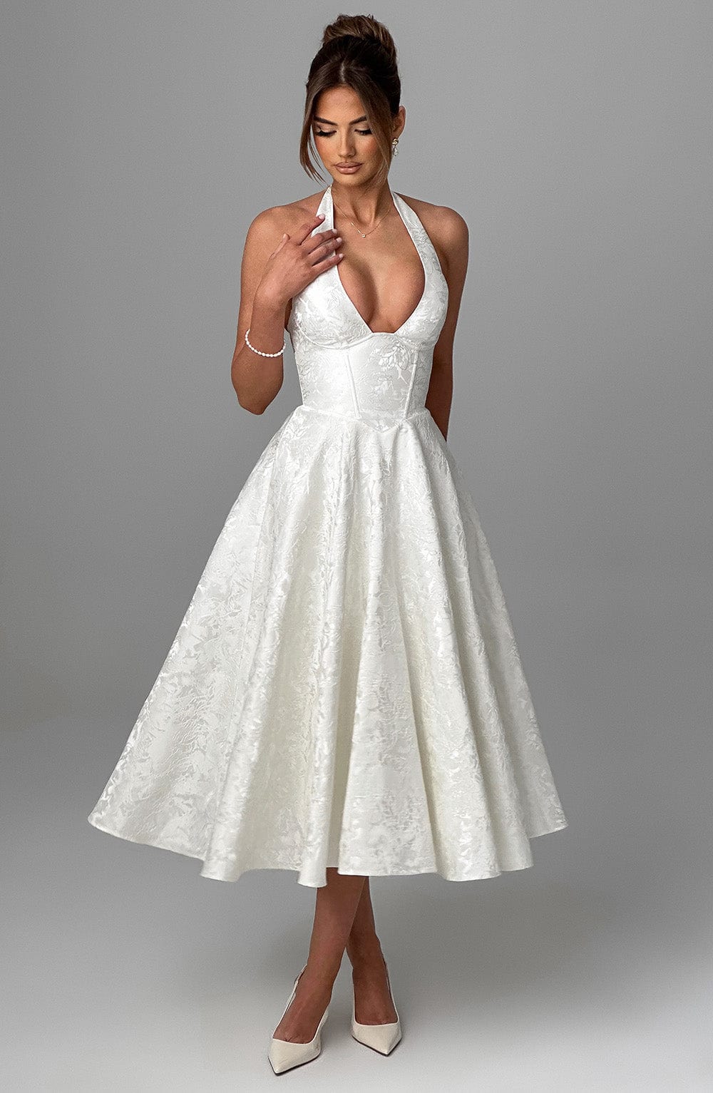 Kerstin | Women's Halter Midi Dress for Wedding Guests