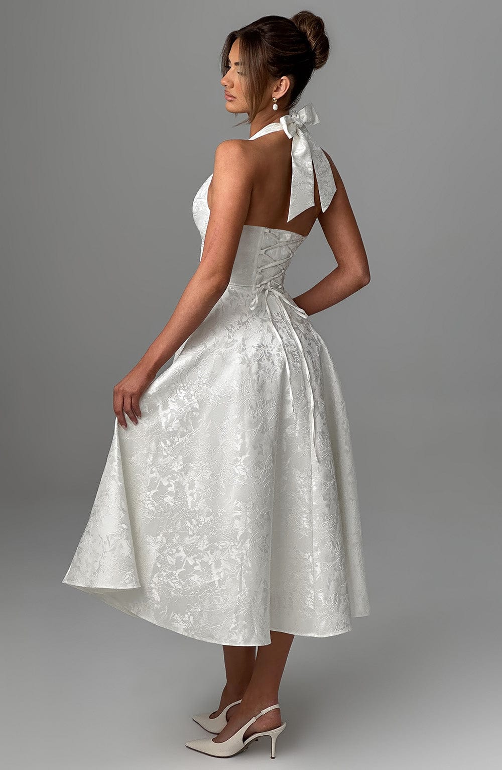Kerstin | Women's Halter Midi Dress for Wedding Guests