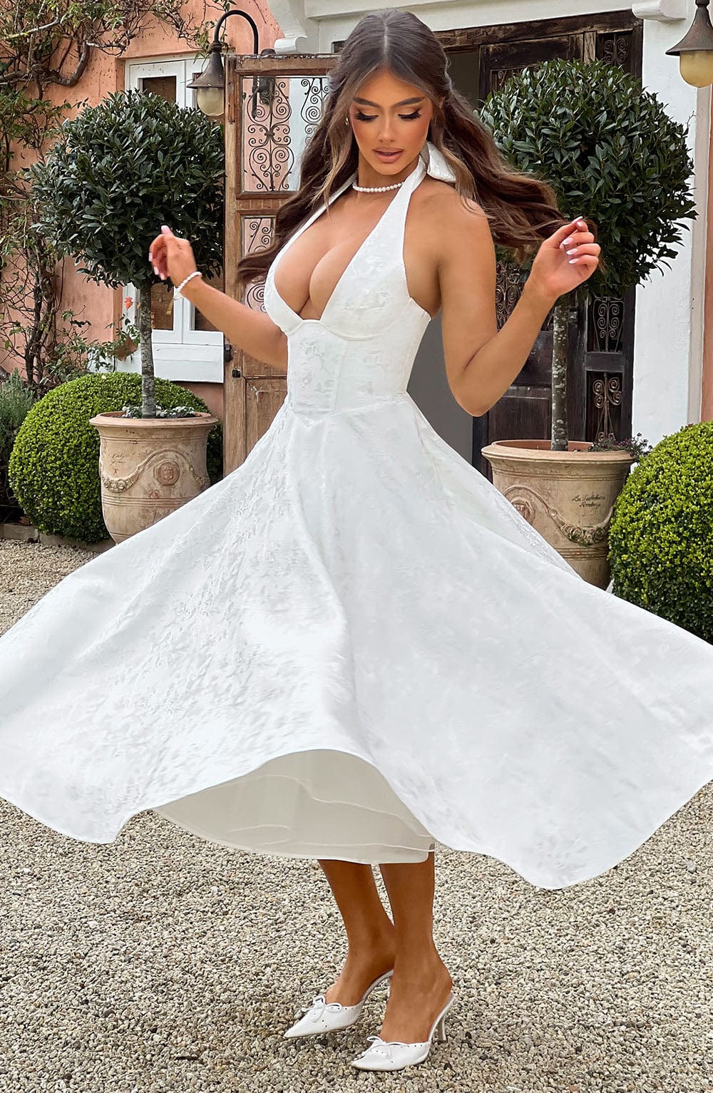 Kerstin | Women's Halter Midi Dress for Wedding Guests