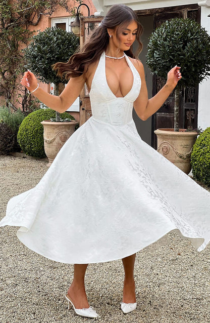 Kerstin | Women's Halter Midi Dress for Wedding Guests