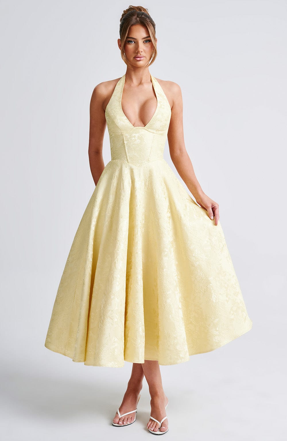 Kerstin | Women's Halter Midi Dress for Wedding Guests