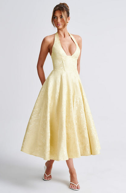 Kerstin | Women's Halter Midi Dress for Wedding Guests