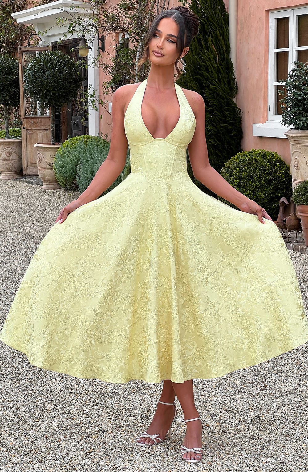 Kerstin | Women's Halter Midi Dress for Wedding Guests