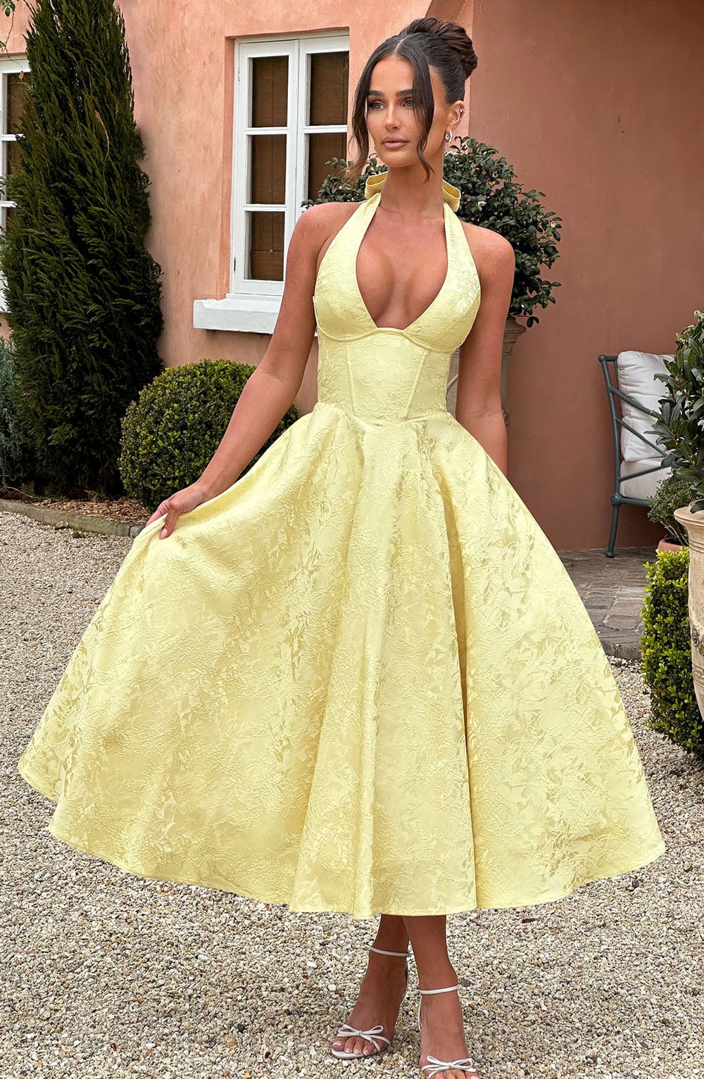 Kerstin | Women's Halter Midi Dress for Wedding Guests
