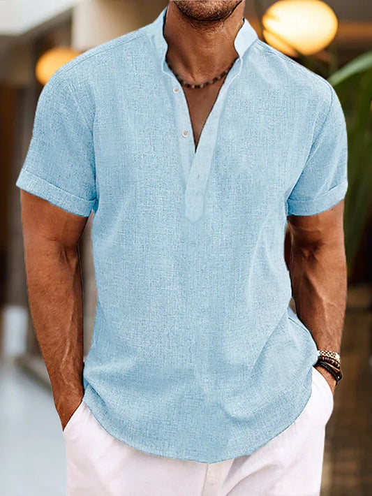 Donato | Men’s Summer Henley Short Sleeve Shirt