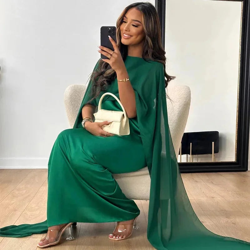 Martina | Women's Cape Maxi Dress for Wedding Guests
