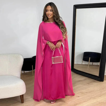 Martina | Women's Cape Maxi Dress for Wedding Guests