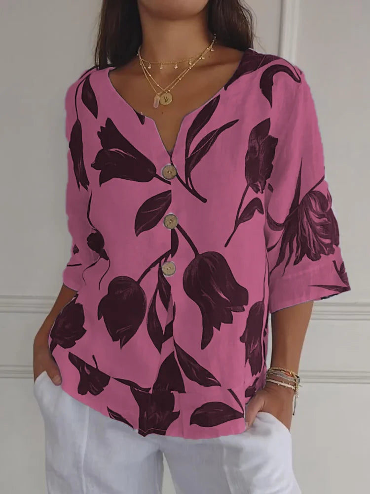 Heloise | Floral button-up blouse in feminine relaxed timeless style