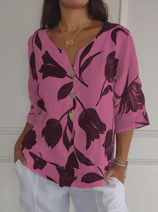Heloise | Floral button-up blouse in feminine relaxed timeless style