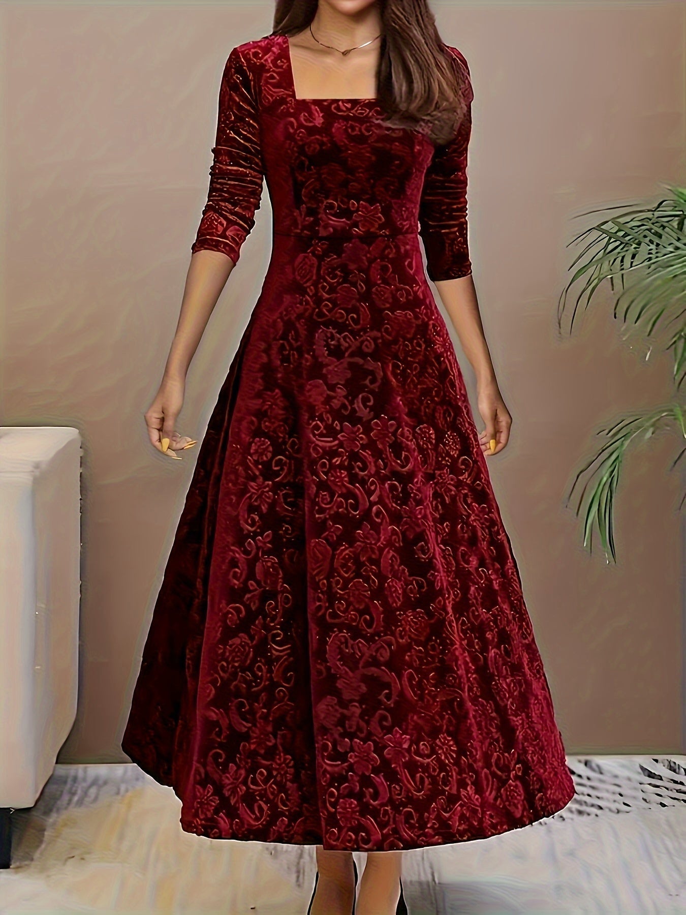 Karin | Women's floral Velvet-Dress for Formal Occasions
