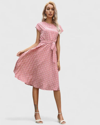 Veronika | Women's Midi Dress with Short Sleeves and Faltenrock