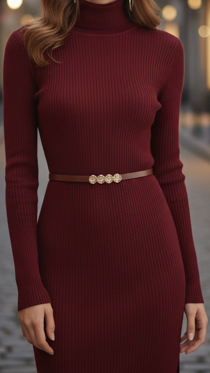 Marie | Women's Winter-Midi Dress with Long Sleeves