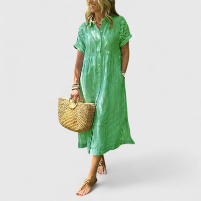 Maja | Women's Relaxed Striped Shirt-Midi Dress