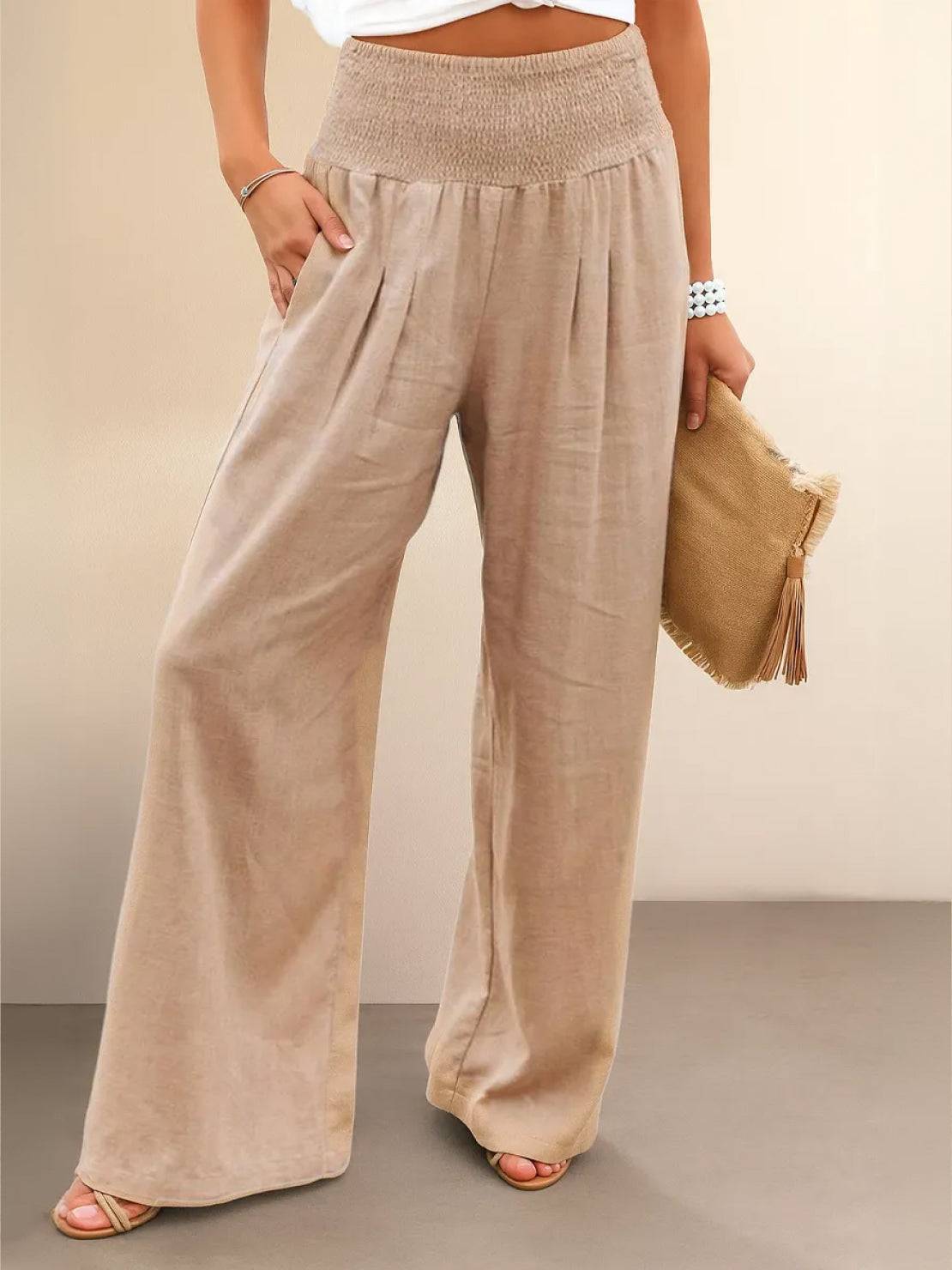 Dune | Smocked-Waistband Wide-Leg Pants
