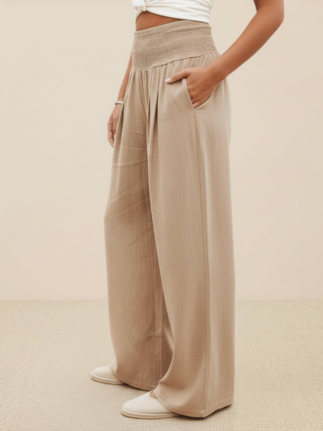 Dune | Smocked-Waistband Wide-Leg Pants
