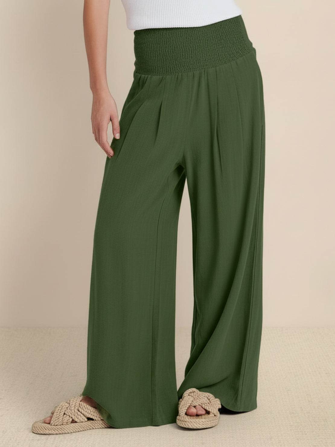 Dune | Smocked-Waistband Wide-Leg Pants