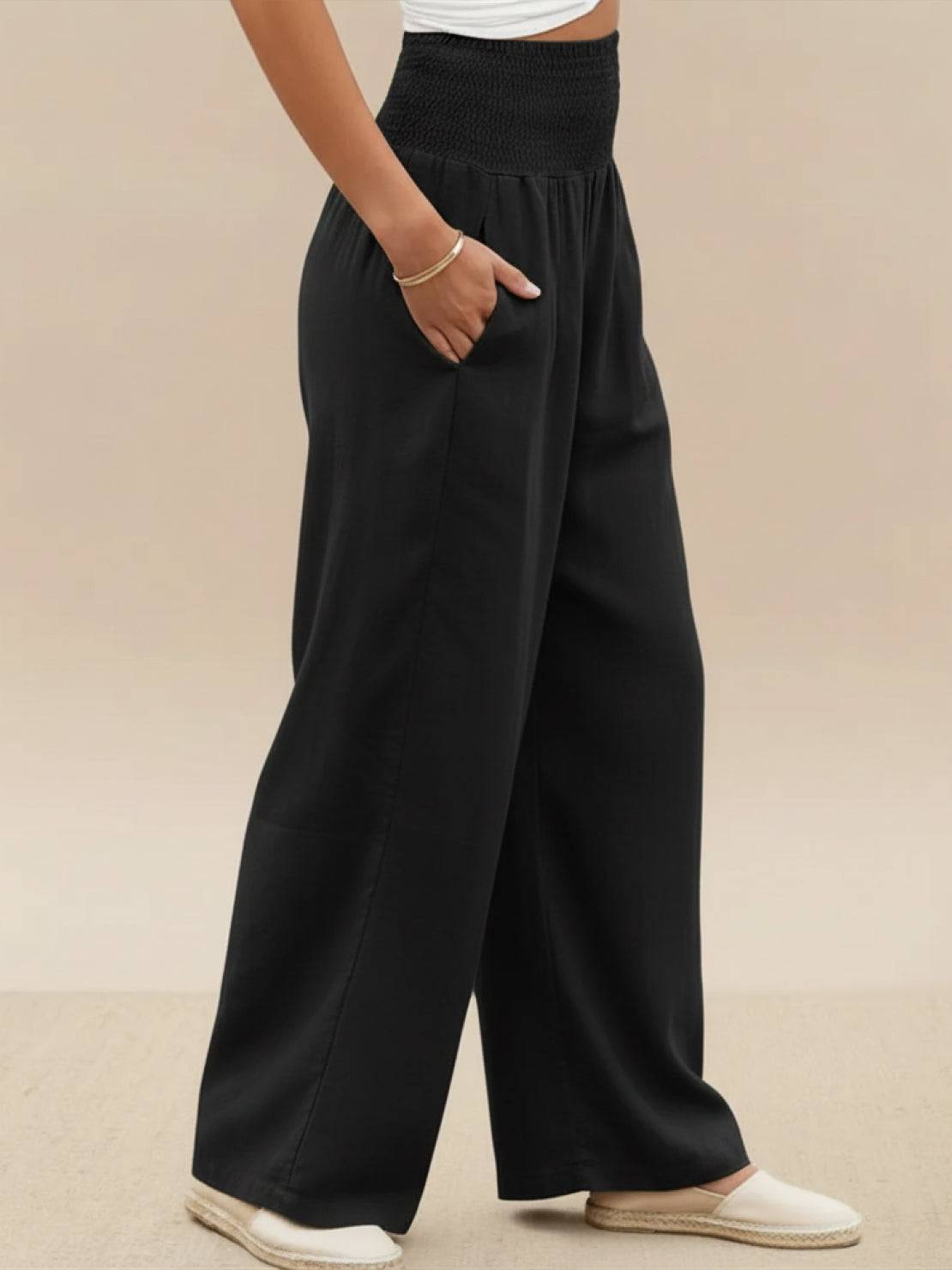 Dune | Smocked-Waistband Wide-Leg Pants