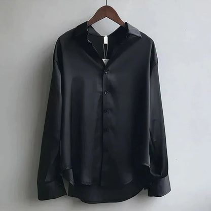 Sage | Satin Button-Down Top
